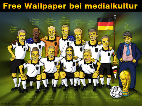 Martin Mißfeldt hat ein Simpson Wallpaper zur WM 2010 gebastelt: die deutsche Nationalelf frei zum Download