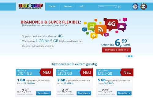 prepaid LTE Internet mit discoSURF